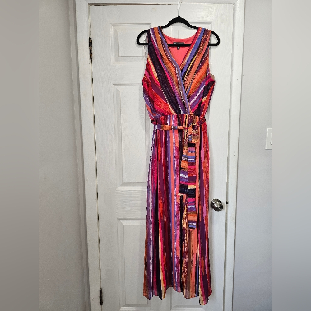 Donna Ricco Multicolor Striped Dress